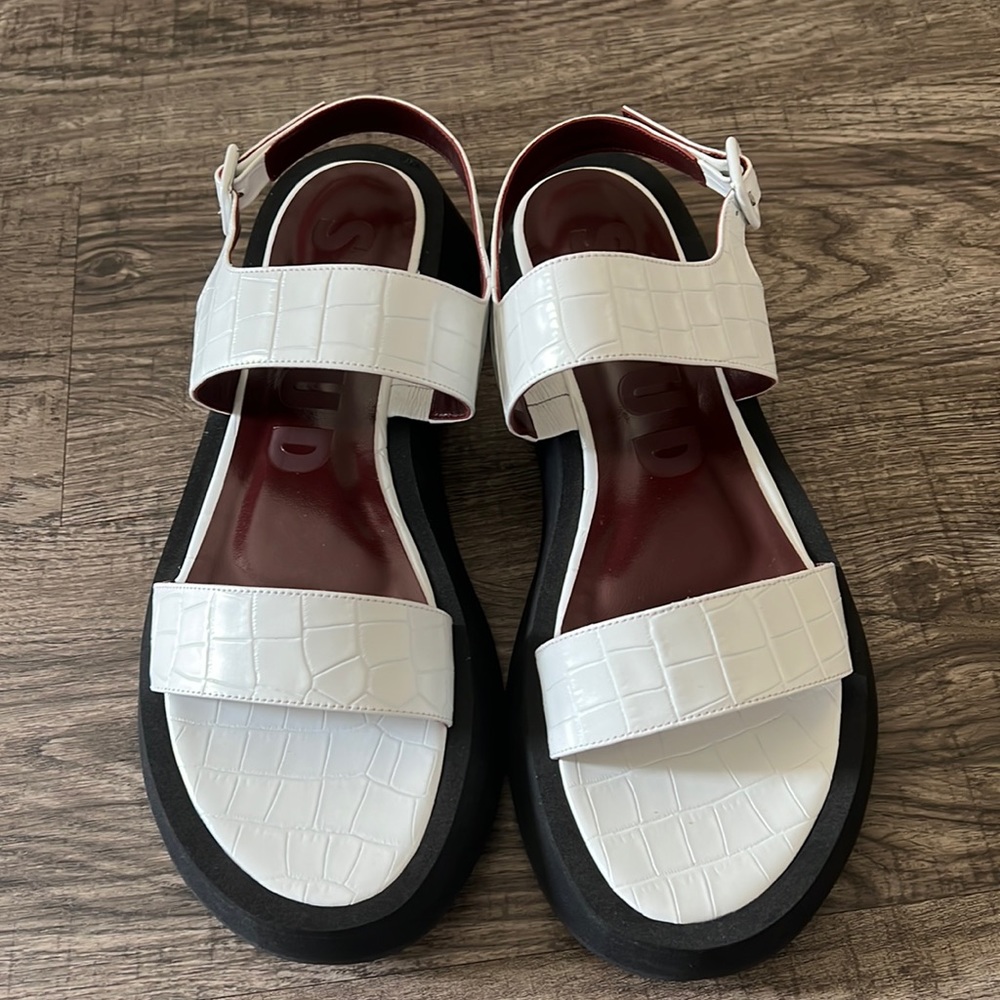 White Croc Staud Nicky Sandal